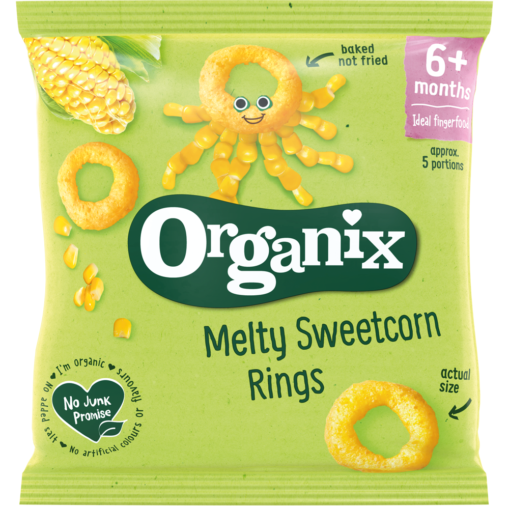 Organix Organic Baby Snacks - Melty Sweetcorn Rings X 8 X 20g