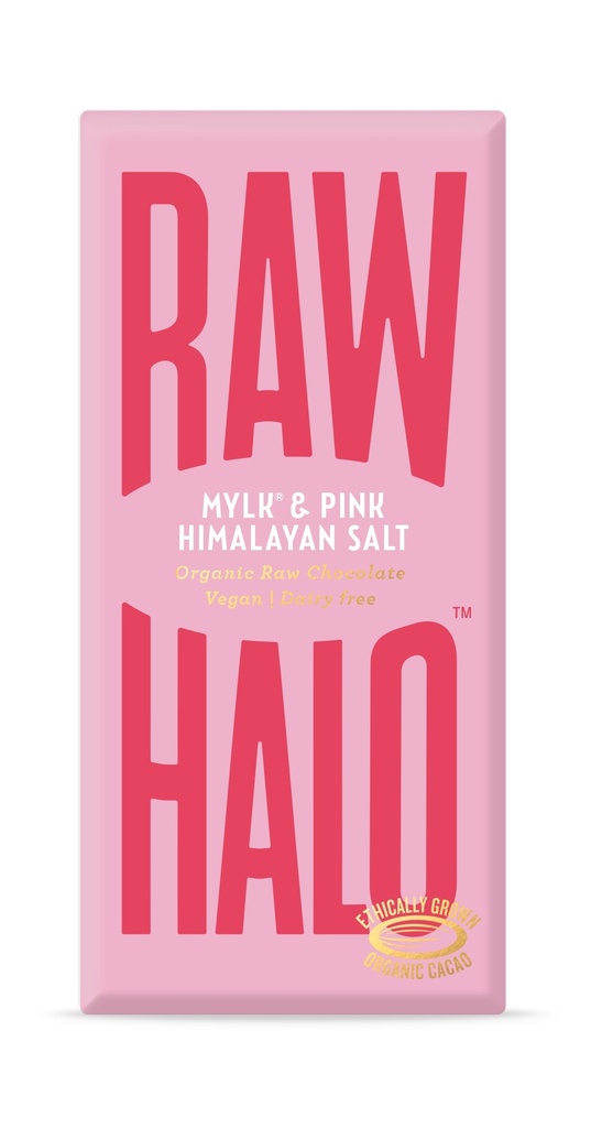Raw Halo Organic Vegan Chocolate - Mylk and Pink Himalayan Salt X 10 X 70g