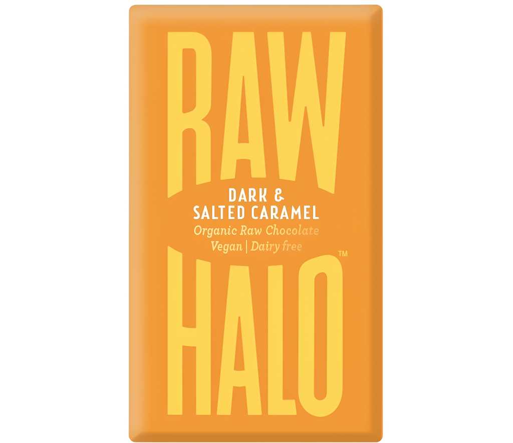 Raw Halo Organic Vegan Chocolate - Dark and Salted Caramel X 10 X 70g