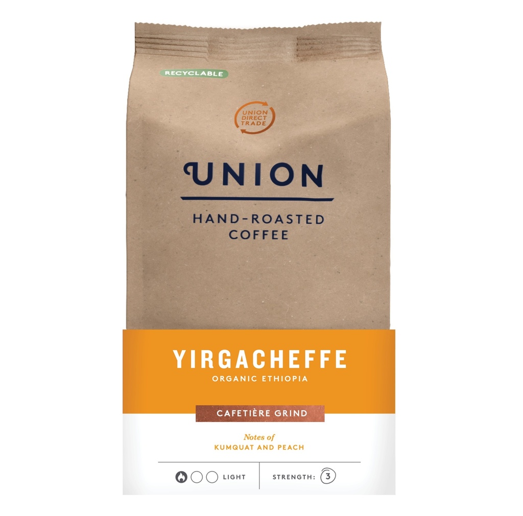 Union Coffee - GROUND Yirgacheffe Ethiopia Organic X 6 X 200g