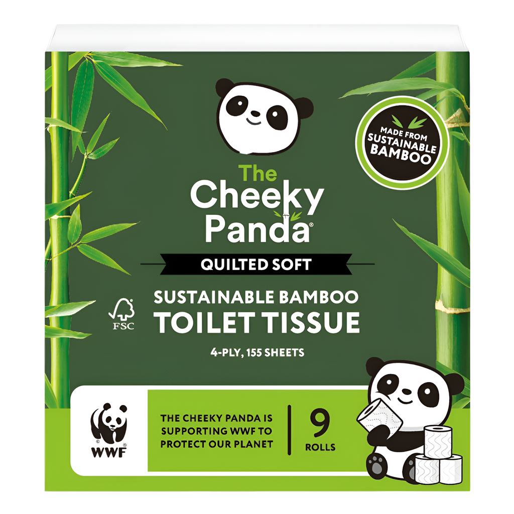 [15% OFF] Cheeky Panda Bamboo Toilet Tissue - Sustainable Quilted Soft 9 Rolls