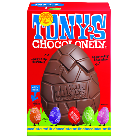 [PRE ORDER] Tonys Chocolonely Easter Range - MILK Large Hollow Chocolate Egg & Mini Eggs 242g