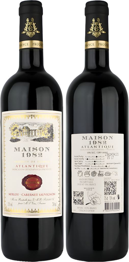 Maison 1982 Red Wine - Cabernet Sauvignon Merlot IGP Atlantique NV 13% ABV X 6 X 750ml FRANCE