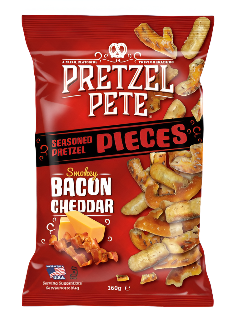 Pretzel Pete Snacking Pretzels - Pieces Smokey Bacon And Cheddar X 8 X 120g