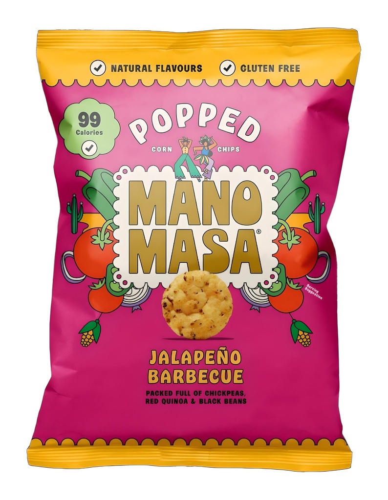 Manomasa Popped Tortilla Chips - Jalapeno Barbecue X 8 X 80g