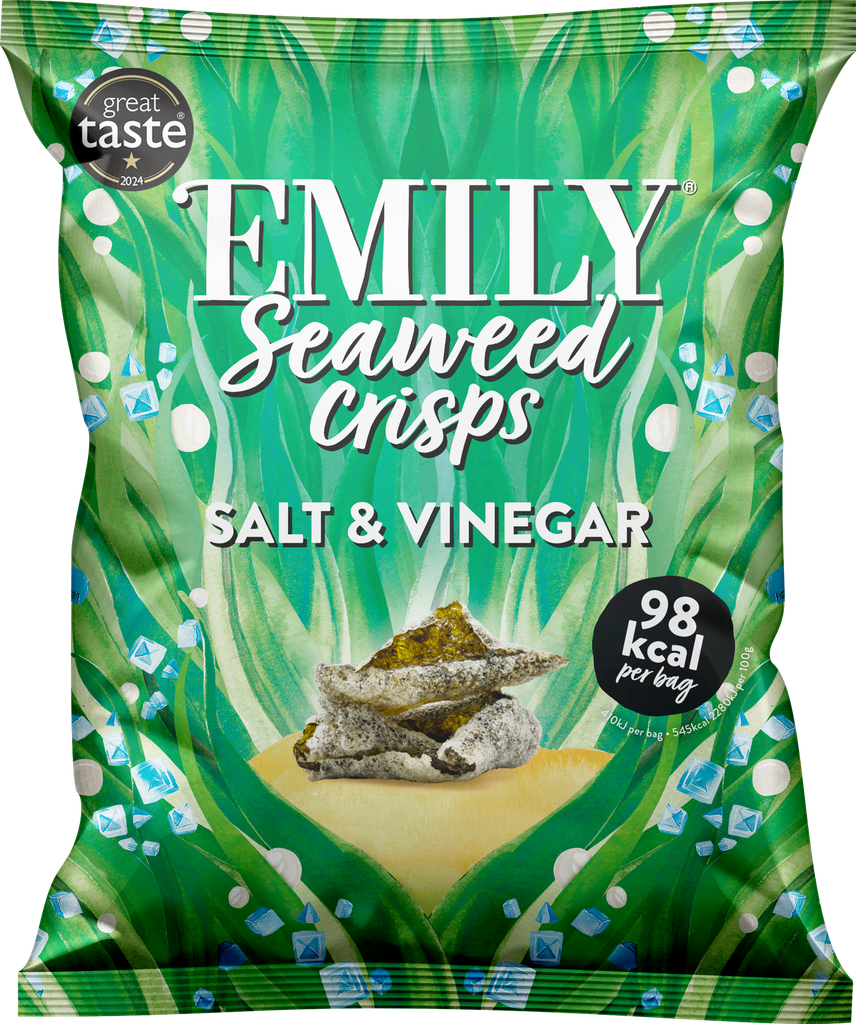 Emily Seaweed Crisps - SMALL Salt And Vinegar X 12 X 18g