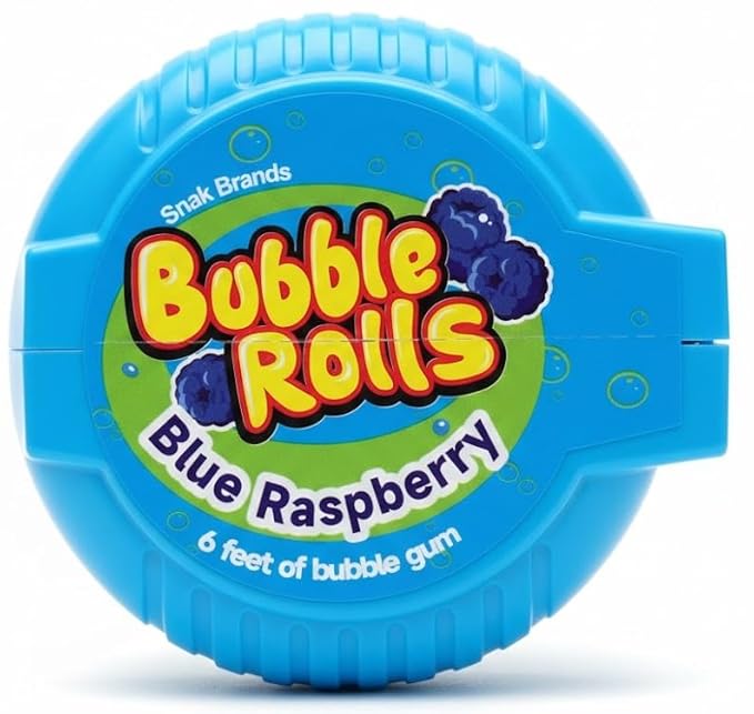 Bubble Rolls Bubble Gum - Blue Raspberry X 12 X 56g
