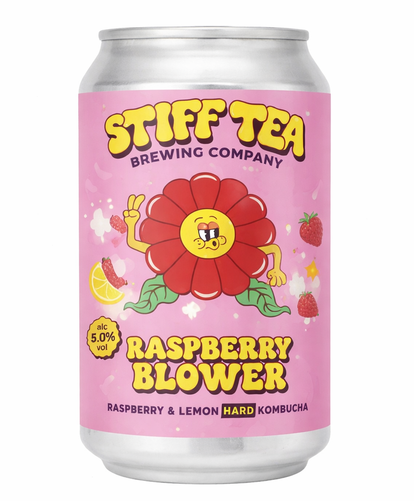 Stiff Tea Brewing Company Hard Kombucha - CAN Raspberry Blower 3.4% ABV X 12 X 330ml