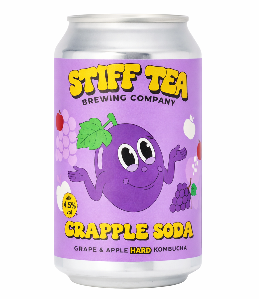Stiff Tea Brewing Company Hard Kombucha - CAN Grapple Soda 3.4% ABV X 12 X 330ml