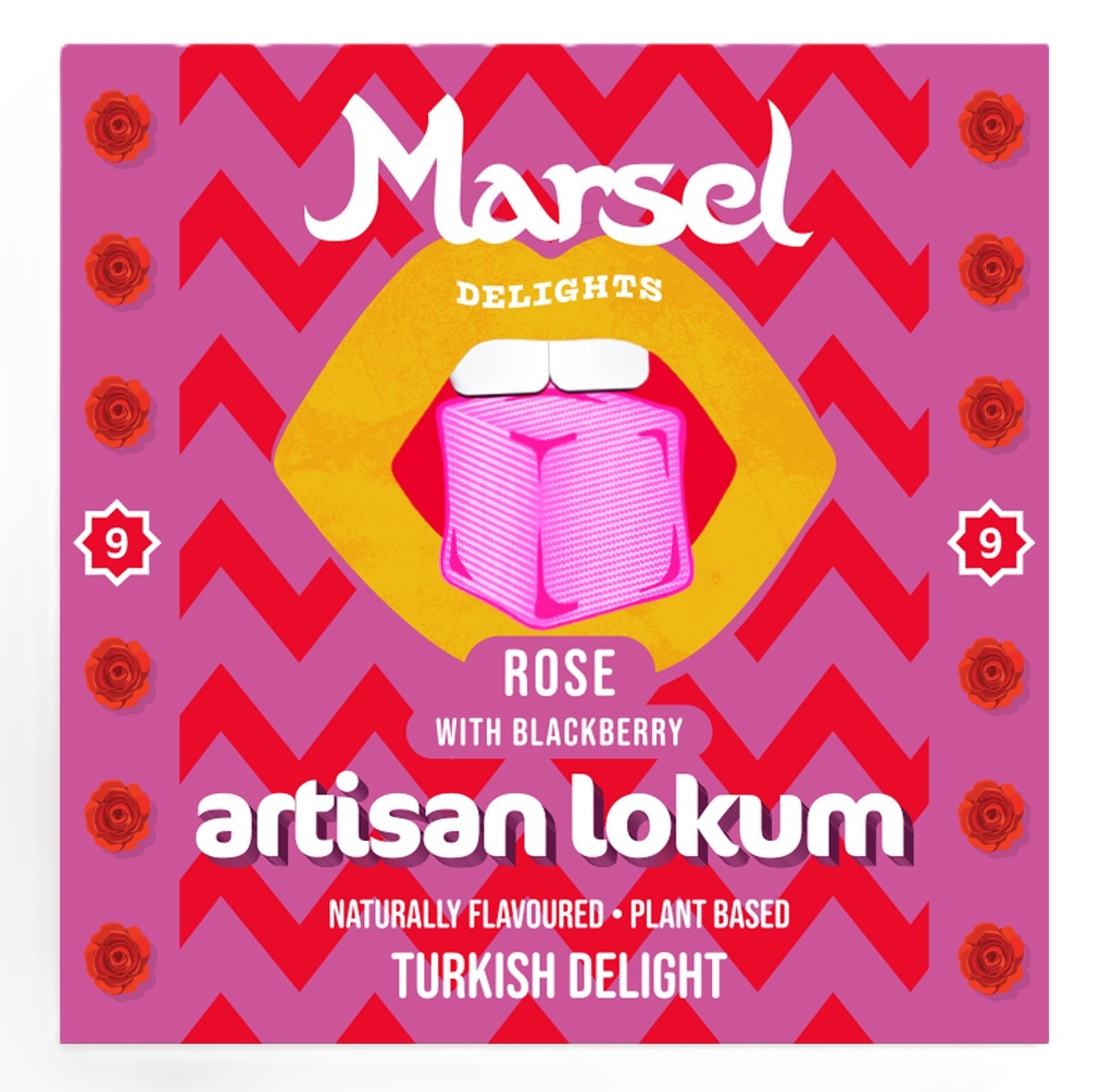 Marsel Delights Turkish Lokum - Rose with Blackberry X 6 X 99g