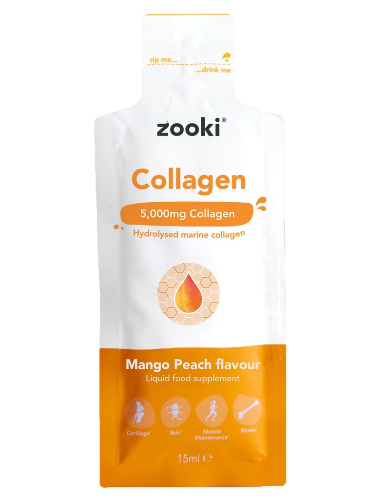 Zooki Food Supplements - Liquid Marine Collagen 5000mg Mango Peach X 20 X 15ml