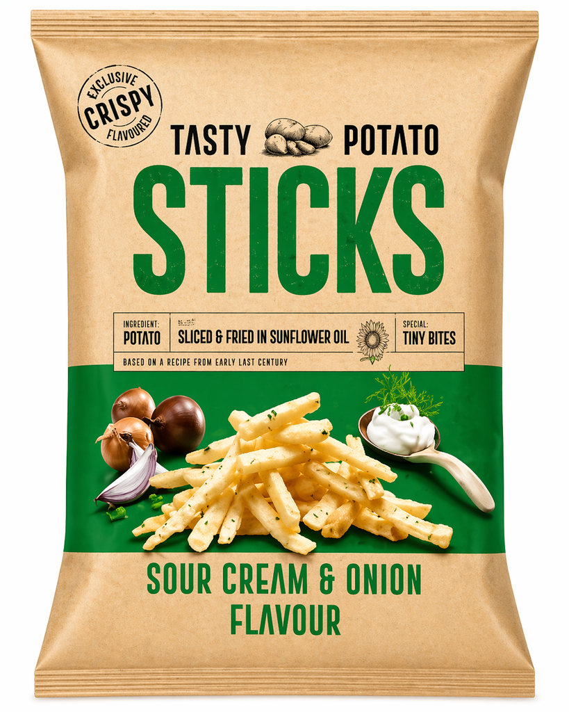 Crispy Potato Sticks - Sour Cream and Onion X 18 X 125g