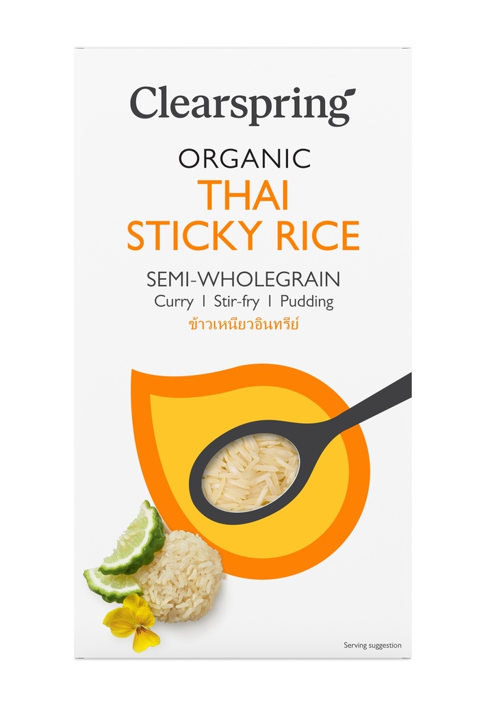 Clearspring Organic Sticky Rice - Semi Wholegrain Thai Hom Mali GPF0105.500A X 6 X 500g