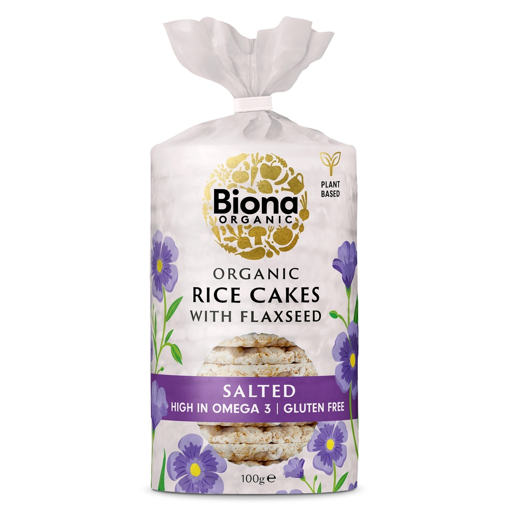 Biona Organic Rice Cakes - Flaxseeds X 12 X 100g