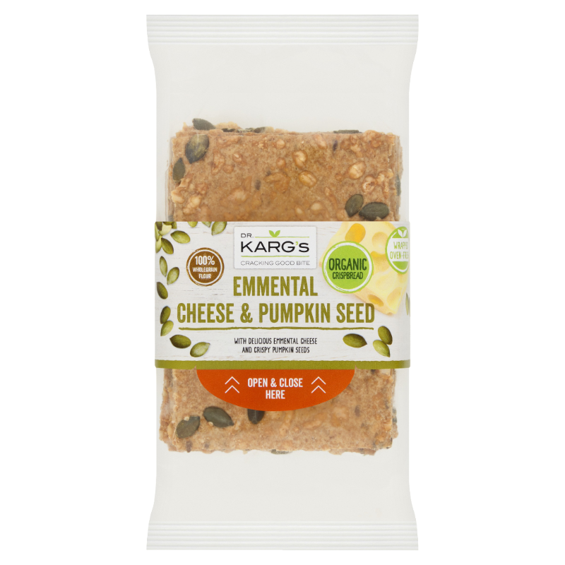 Dr Kargs Organic Crispbread - Emmental Cheese and Pumpkin Seed X 8 X 200g