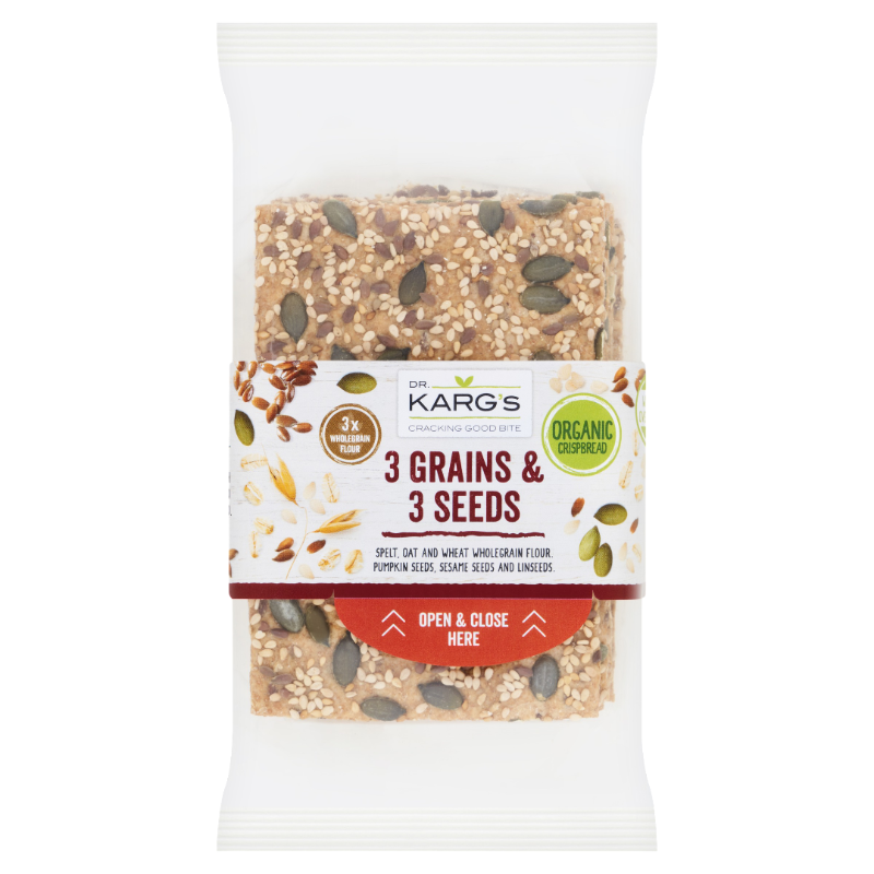 Dr Kargs Organic Crispbread - Three Grains and Three Seeds X 8 X 200g