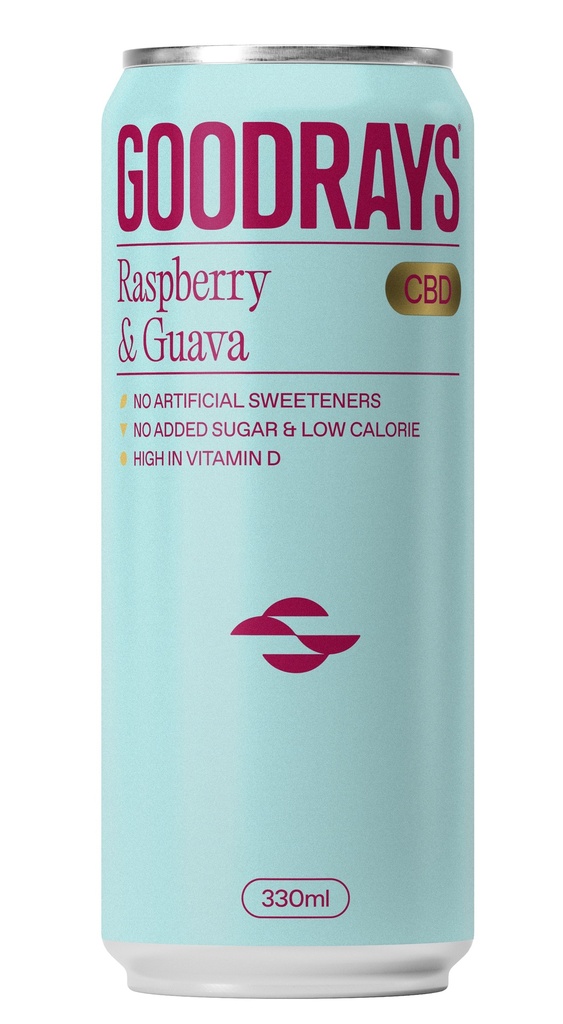 Goodrays 30mg CBD Seltzer - Raspberry and Guava X 12 X 330ml