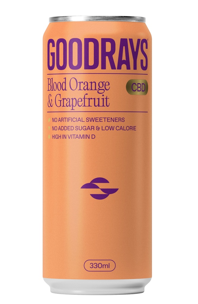 Goodrays 30mg CBD Seltzer - Blood Orange and Grapefruit X 12 X 330ml