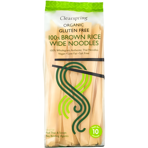 [10876] Clearspring Organic Noodles - GF 100% Brown Rice Wide CS122 X 5 X 200g