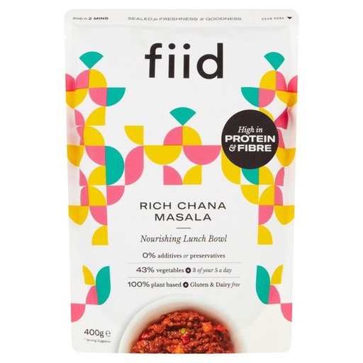 [9962] [PRODUCTION ISSUE] [20% OFF] Fiid Vegan Ready Meals - Rich Chana Masala X 8 X 275g