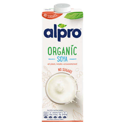 [13813] Alpro Plant Based Milk - Organic Soya No Sugar X 8 X 1L