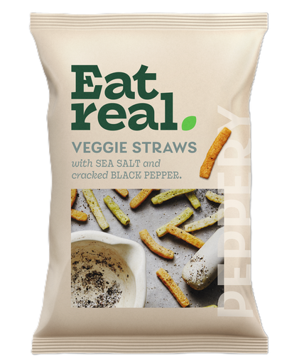 [13435] Eat Real Veggie Straw - Sea Salt and Black Pepper X 10 X 110g