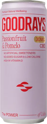 [10338] Goodrays 30mg CBD Seltzer - Passionfruit & Pomelo X 12 X 250ml