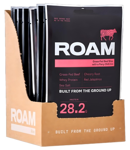 [15245] Roam Foods Grass Fed Beef Bites - Jalapeno Chilli X 12 X 70g