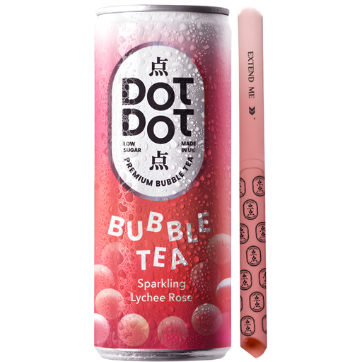 [15481] [25% OFF] Dot Dot Low Sugar Bubble Tea - CAN Sparkling Lychee Rose X 12 X 250ml