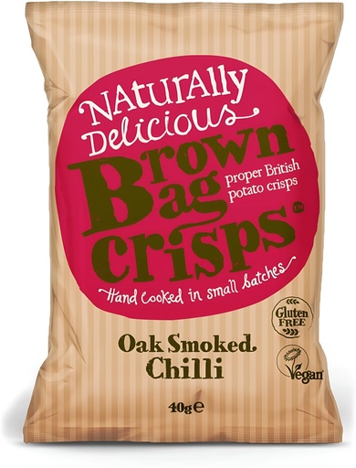 [16670] Brown Bag Crisps - SMALL Oak Smoked Chilli X 20 X 40g