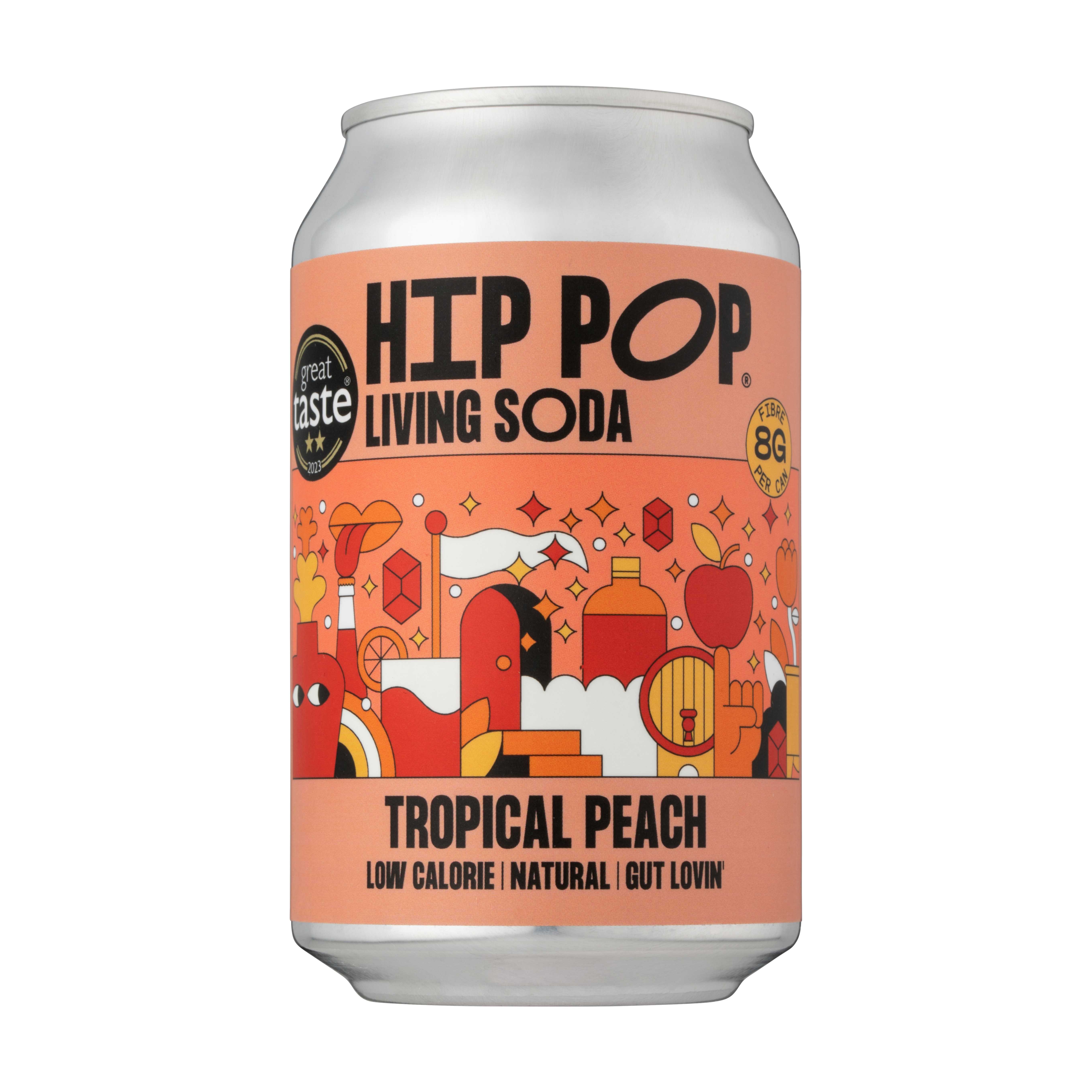 Hip Pop Gut Lovin Soda - Tropical Peach X 12 X 330ml