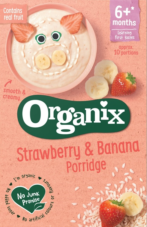Organix Organic Baby Cereals - Porridge Strawberry & Banana X 5 X 120g