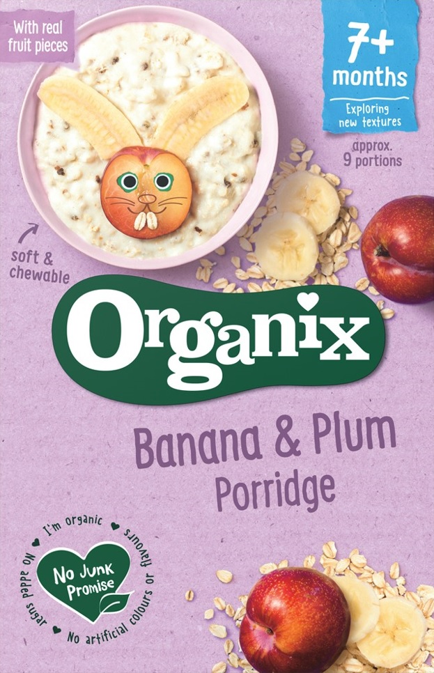 Organix Organic Baby Cereals - Porridge Banana & Plum X 4 X 200g