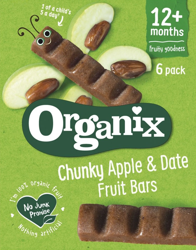 Organix Organic Baby Chunky Fruit Bar - Apple & Date X 6 X (6x17g)
