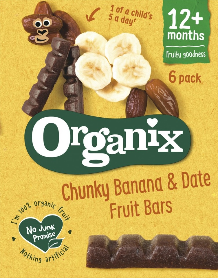 Organix Organic Baby Chunky Fruit Bar - Banana & Date X 6 X (6x17g)