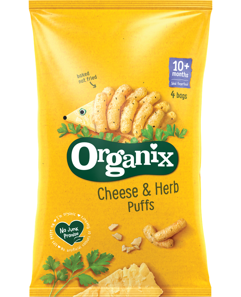 Organix Organic Baby Snacks Multipacks - Cheese and Herb Puffs X 3 X (4x15g)