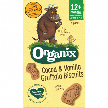 Organix Organic Toddler Biscuits - Gruffalo Cocoa and Vanilla X 3 X (5x20g)