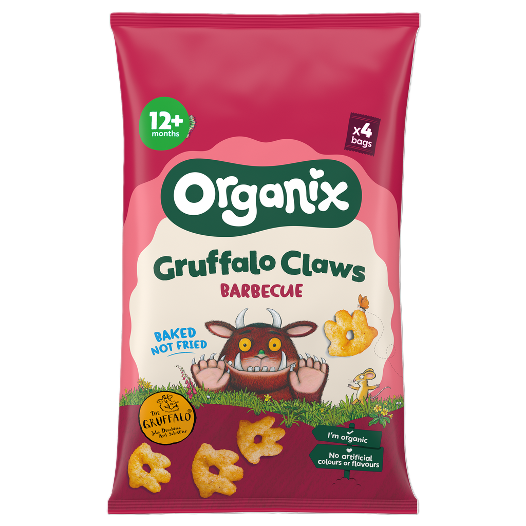 Organix Organic Toddler Snacks - Barbeque Gruffalo Claws X 3 X (4x15g)