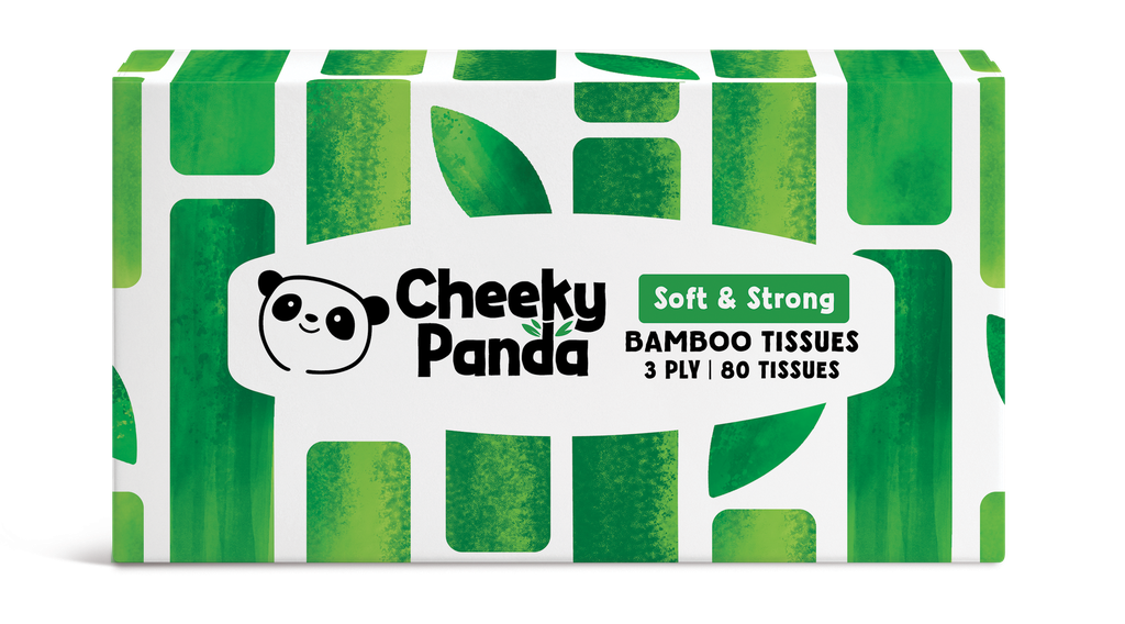 Cheeky Panda Bamboo Facial Tissue - Soft and Strong Flat Box 80 tissues