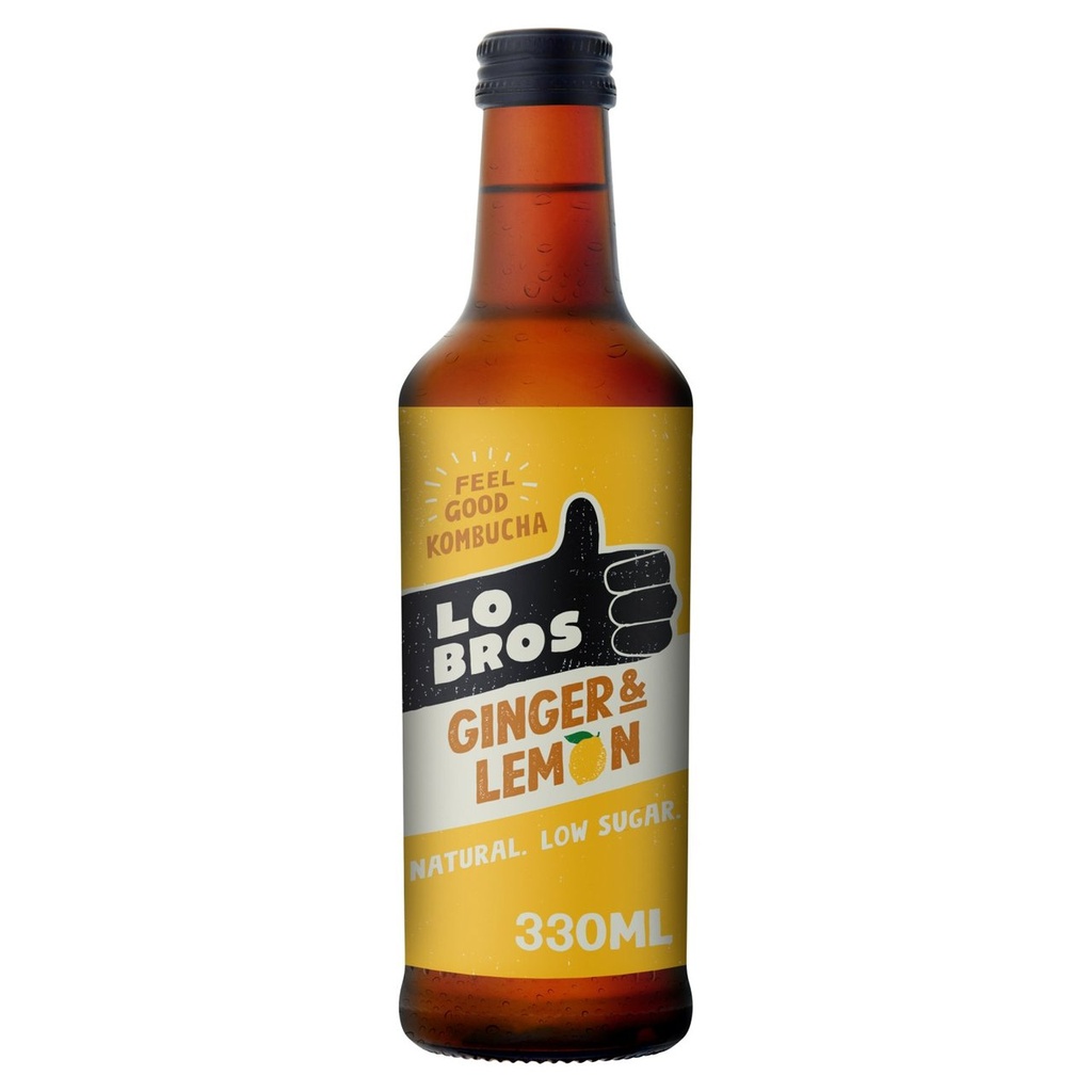 [15% OFF] Lo Bros Kombucha - BOTTLE Ginger & Lemon X 12 X 330ml