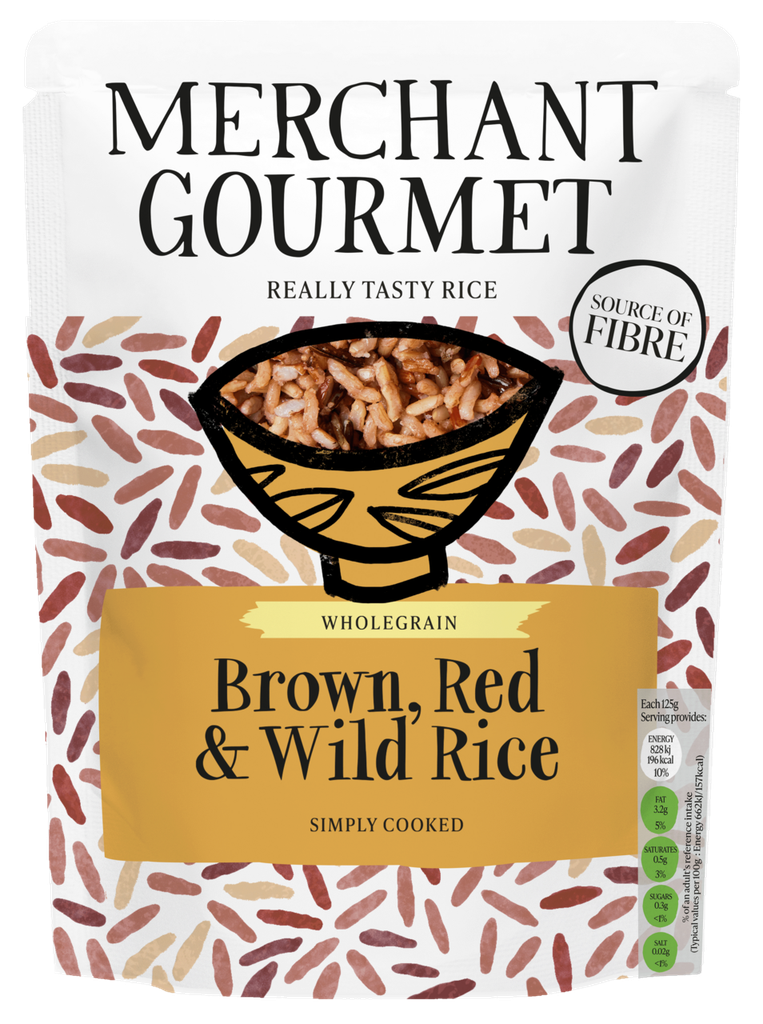 Merchant Gourmet Microwaveable Rice - Brown Red and Wild Rice X 6 X 250g