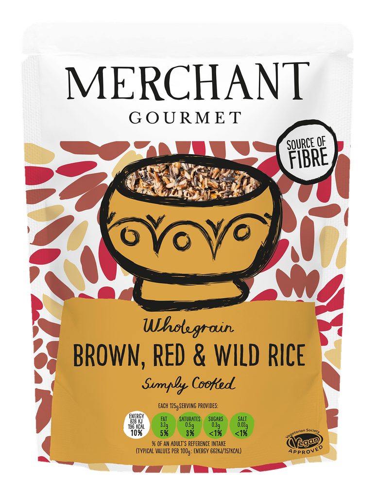 Merchant Gourmet Microwaveable Rice - Brown Red and Wild Rice X 6 X 250g
