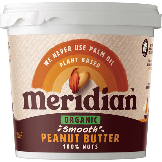 Meridian Organic Peanut Butter - LARGE Smooth 100% X 6 X 1kg
