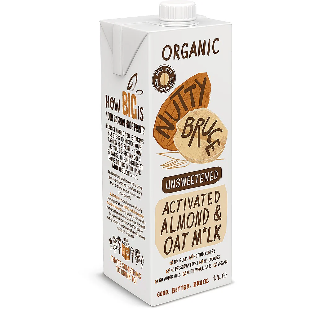 Nutty Bruce Organic Plant Based Milk - Almond and Oat X 6 X 1L