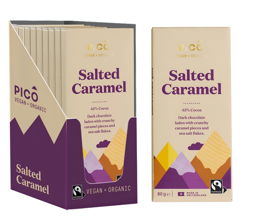 Pico Organic Vegan Chocolate - Salted Caramel Chocolate X 10 X 80g