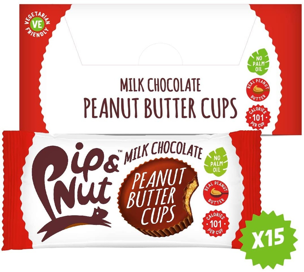 Pip and Nut Peanut Butter Cups - Milk Chocolate X 15 X 31g