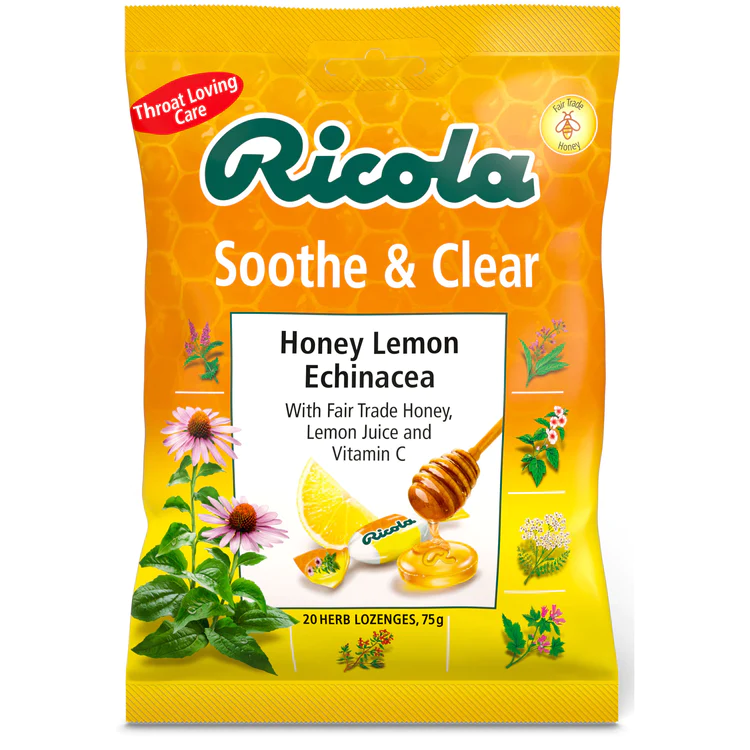 Ricola Cough Drops - BAG Honey Lemon Echinacea X 12 X 75g