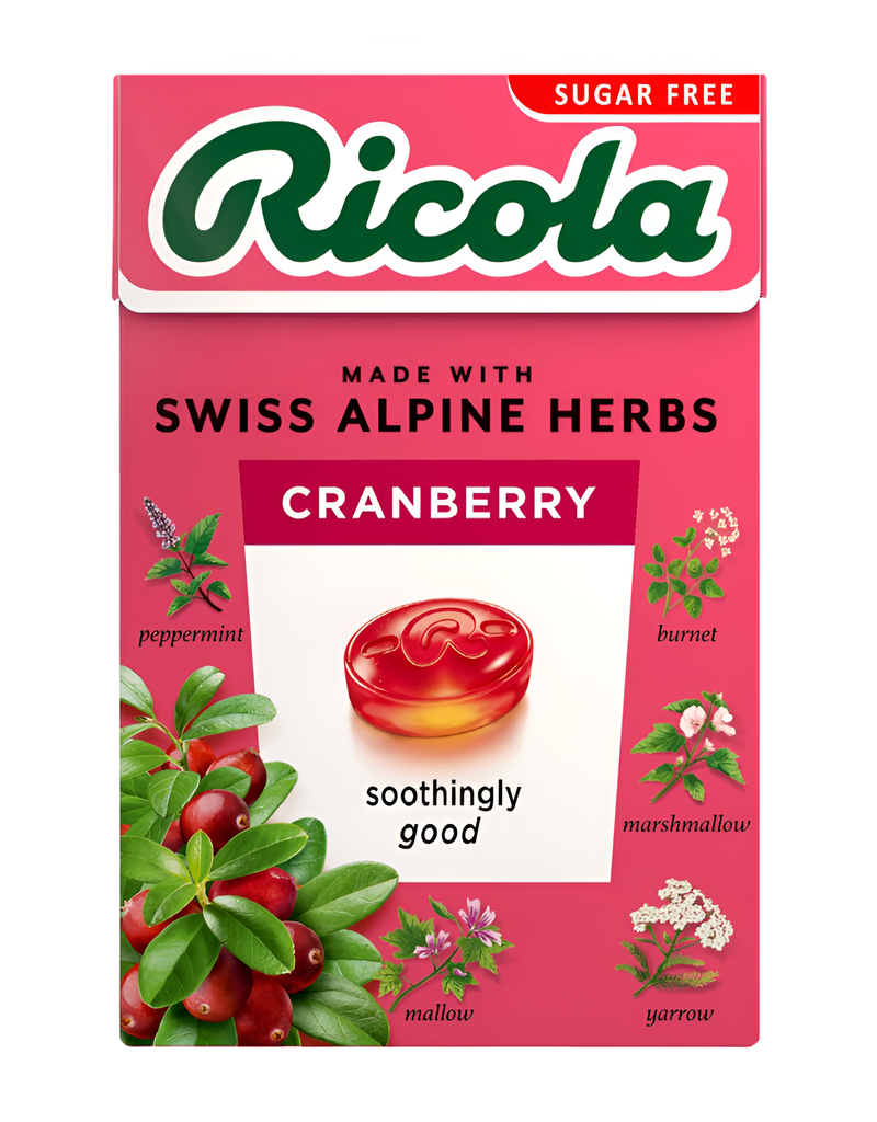 [15% OFF] Ricola Sugar Free Cough Drops - BOX Cranberry X 20 X 45g