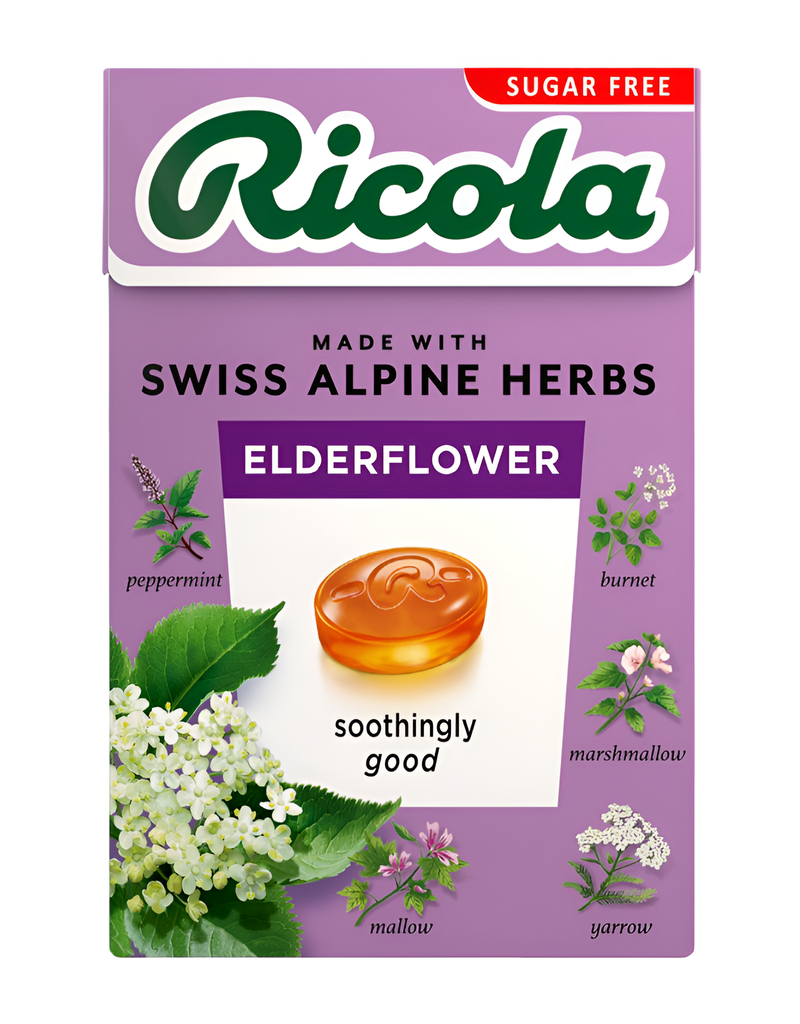 [15% OFF] Ricola Sugar Free Cough Drops - BOX Elderflower X 20 X 45g