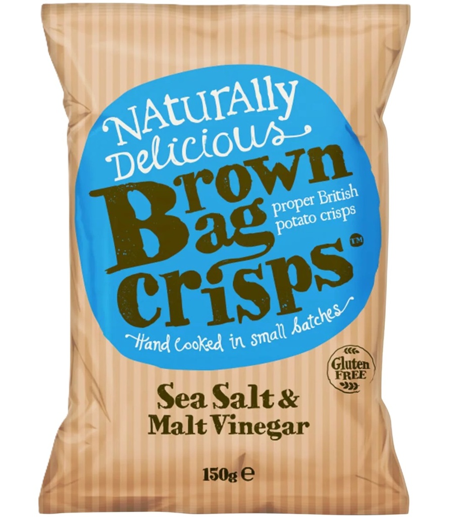 Brown Bag Crisps - LARGE  Sea Salt and Malt Vinegar X 10 X 150g